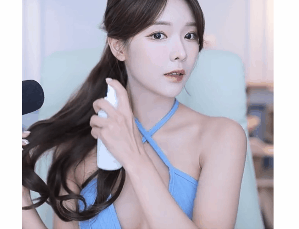 BJ 혜밍 하늘색 X 홀터넥 비키니 가슴골