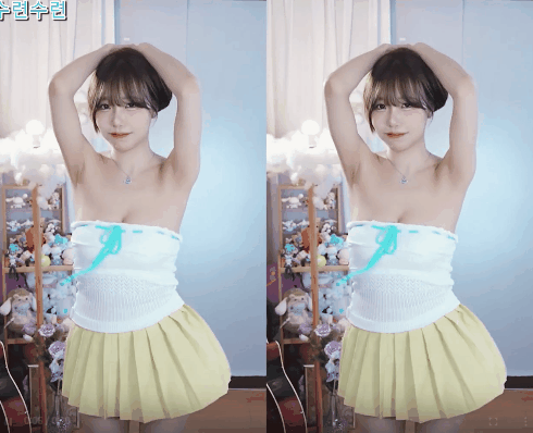 수련수련 흰 오프숄더 가슴골 겨드랑이