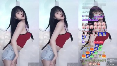 한갱 빨간 끈나시 청핫팬츠 살랑살랑 흔드는 골반 엉덩이